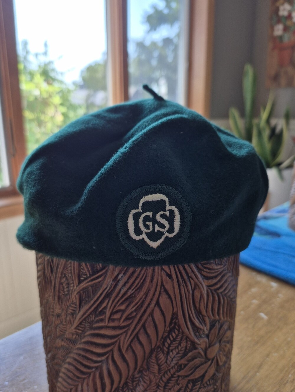 Vintage 1945-1950 Girl Scout Green Wool Beret